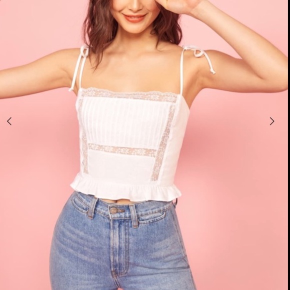 Reformation Mason White Lace Top - Picture 2 of 4